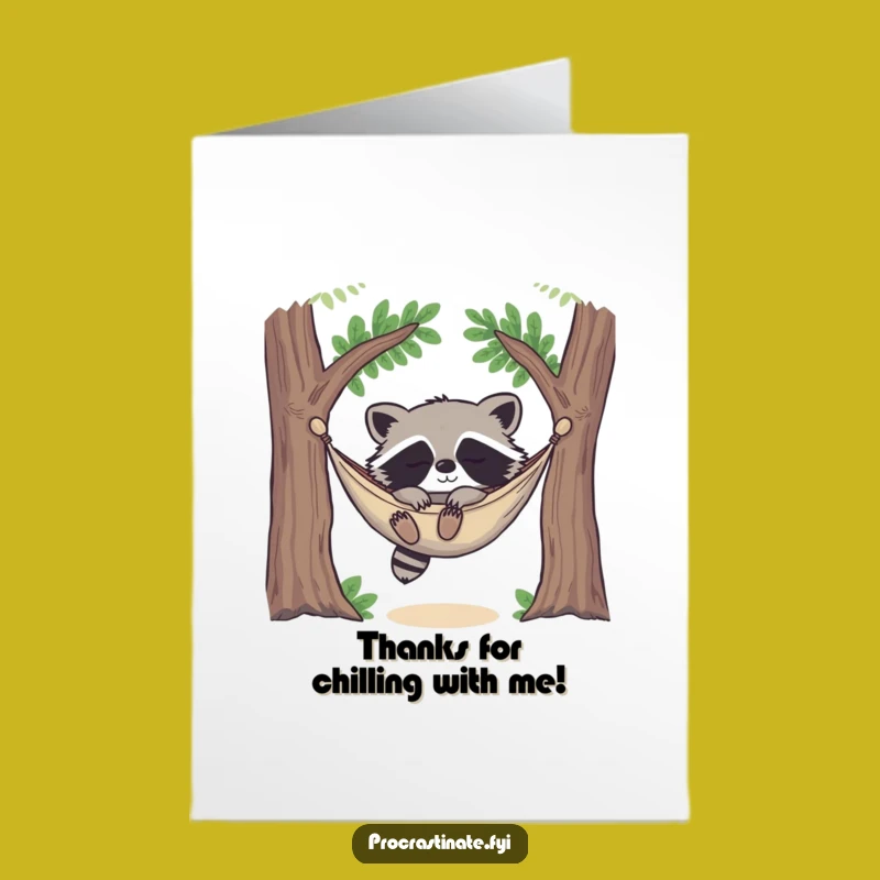 Free Printable Raccoon Thank You Card: Funny DIY Downloadable for Relaxation Experts