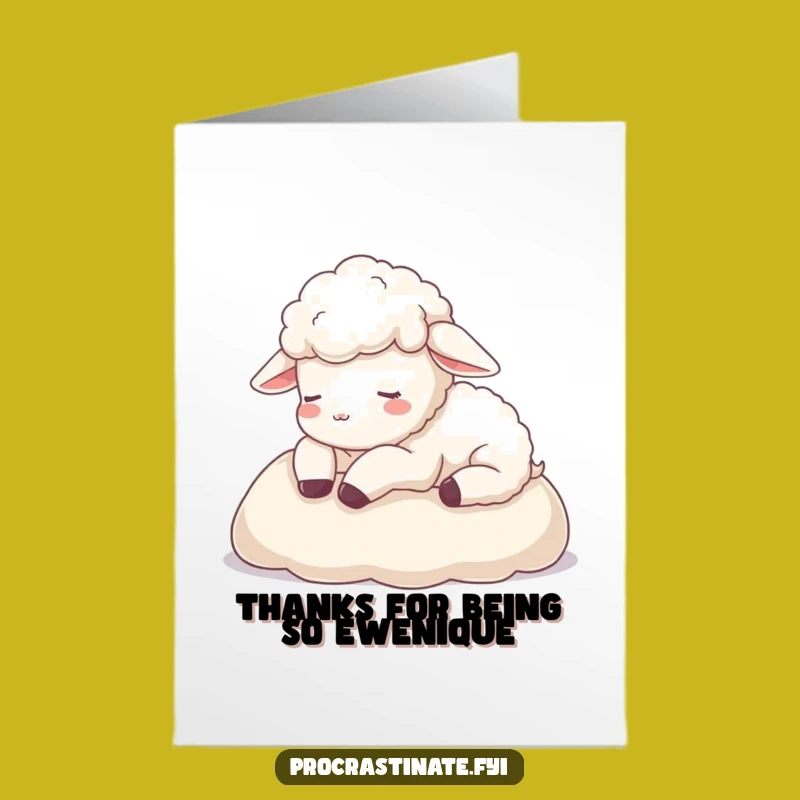 Free Printable Sheep Thank You Card: Calm Ewe Blanket Rest Funny Downloadable Gift