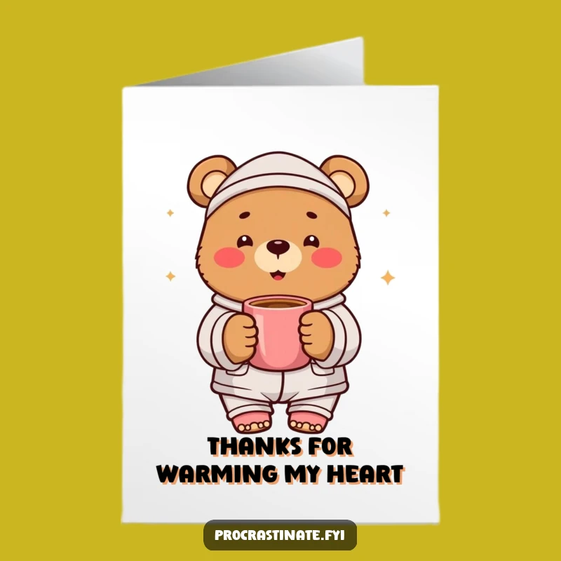Free Printable Thank You Card: Cozy Bear Mug Thanks, Downloadable Gift