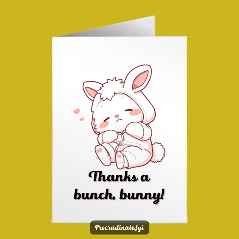 Free Printable Thank You Card: Lazy Bunny Pajama Stretch Humor Download