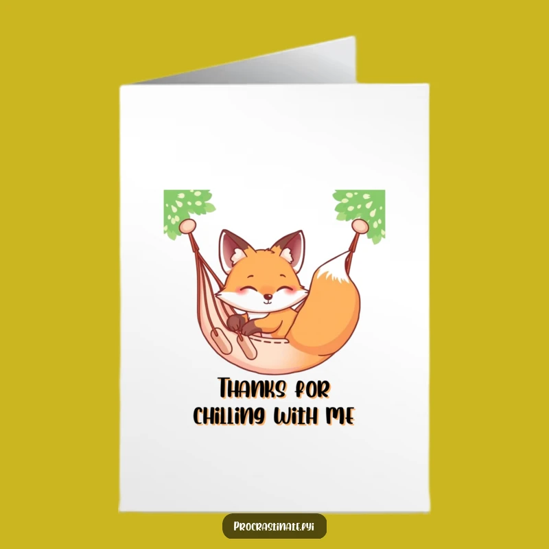 Free Printable Thank You Card: Relaxed Fox Hammock Swing, Funny Gratitude
