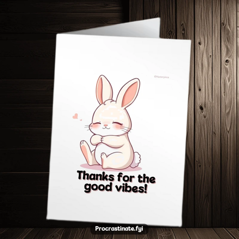 Funny free printable thank you card showing a relaxed, sleepy bunny doing a gentle stretch, perfect for thanks.