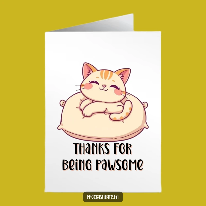 Free Printable Thank You Card: Funny Cat Pillow Nap, Cute Downloadable for Gratitude!