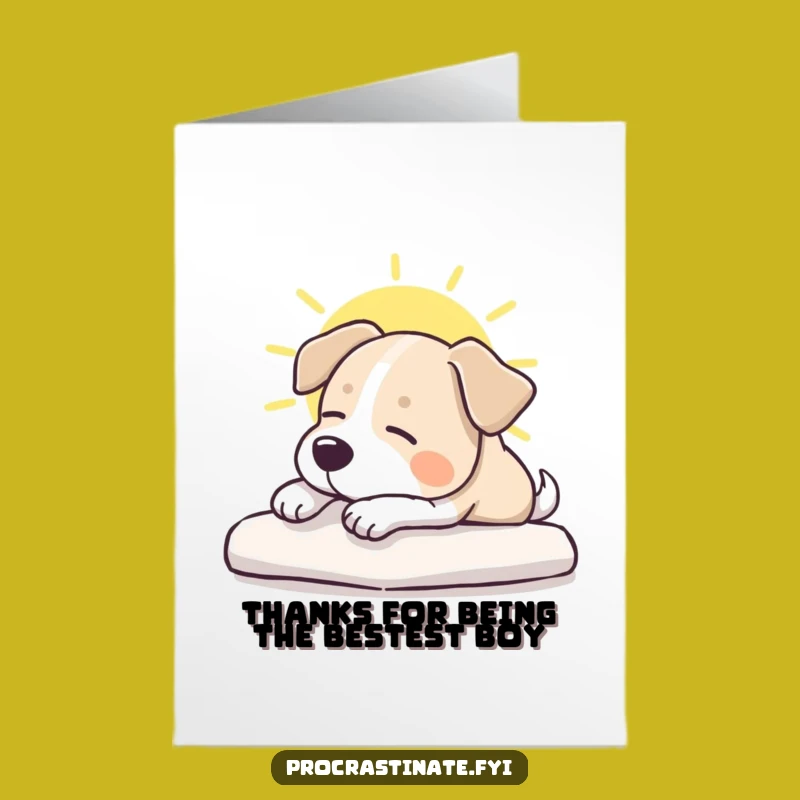 Free Printable Dog Thank You Card: Calm Pup Sunbeam Stretch Funny Downloadable Gift