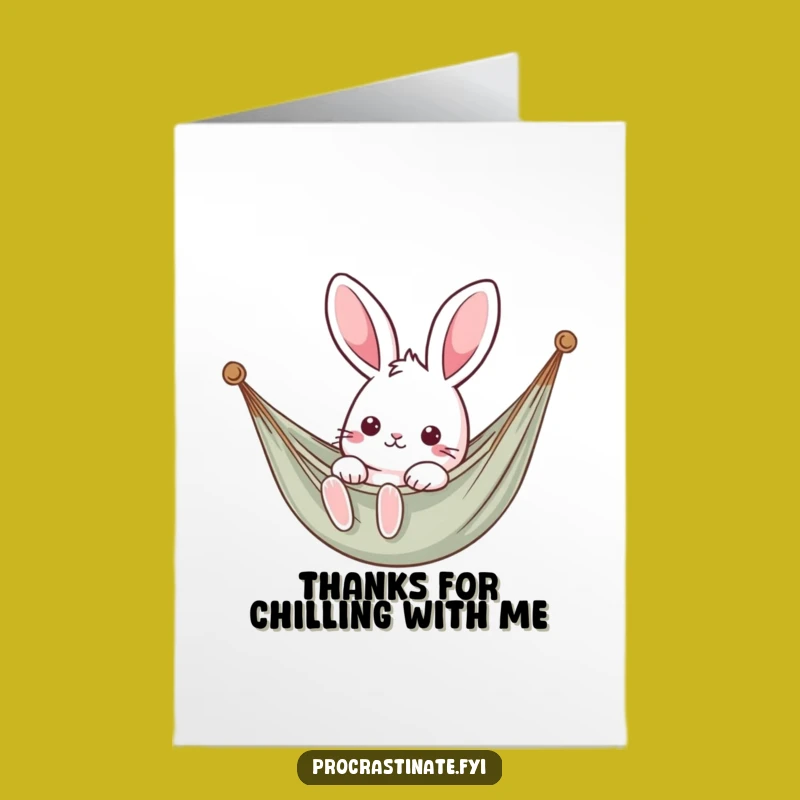 Free Printable Kawaii Rabbit Thank You Card: Hammock Gratitude, Relaxed Download!