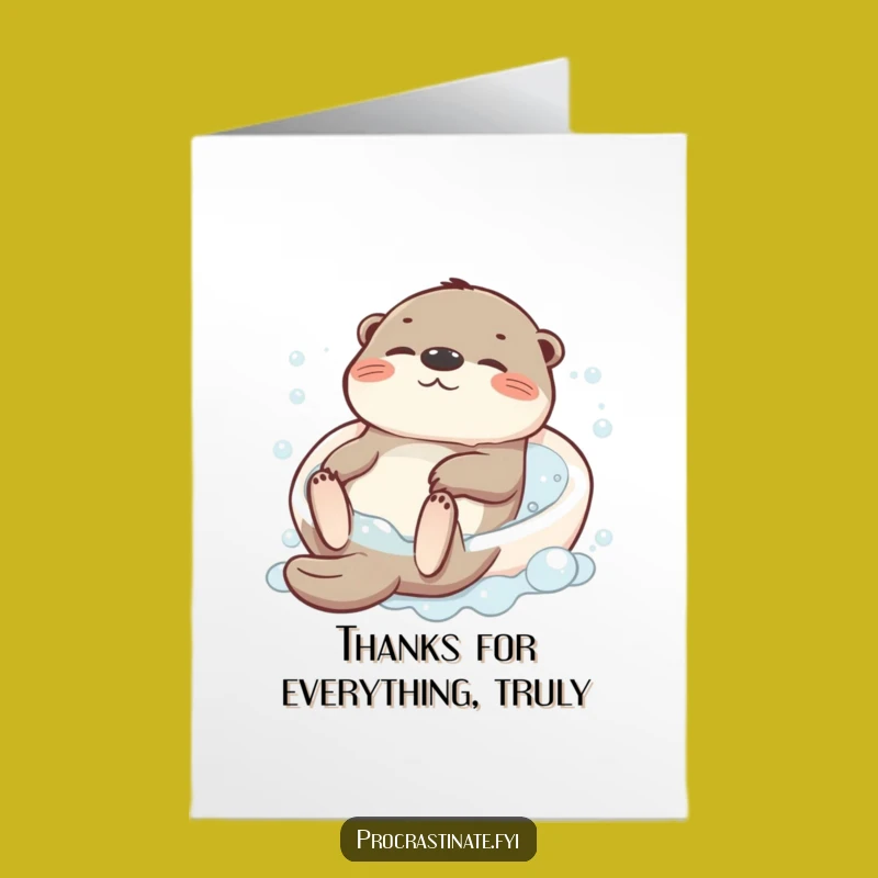 Free Printable Thank You Card: Otter’s Bubble Bath Gratitude, Humorous Downloadable Note