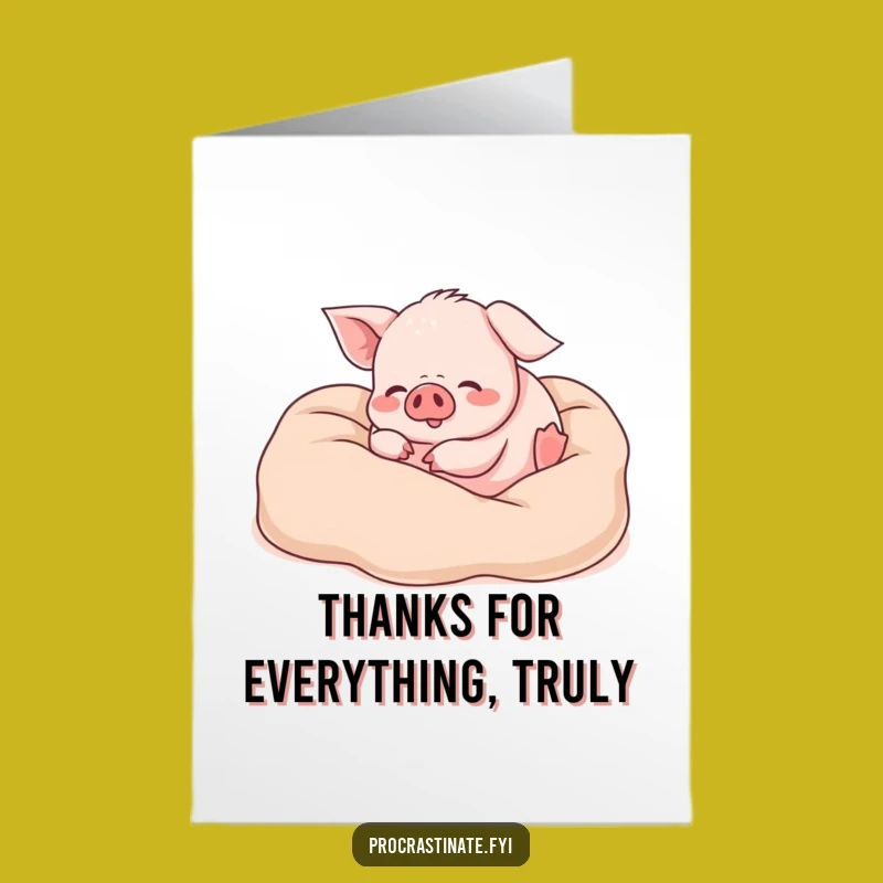 Free Printable Thank You Card: Funny Piglet Blankets, Cute Downloadable for Cozy Thanks!