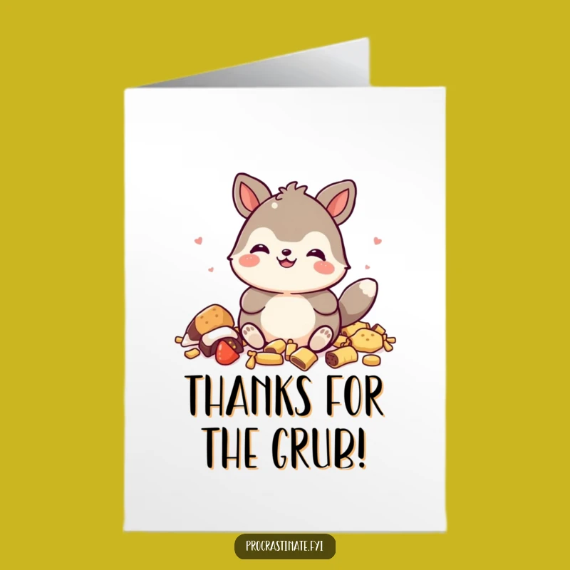 Free Printable Thank You Card: Funny Animal Snack Fiend, Grateful Downloadable Gift