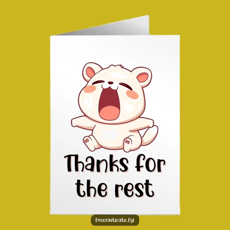 Free Printable Thank You Card: Yawning Animal, Relaxed Gratitude, Funny Downloadable