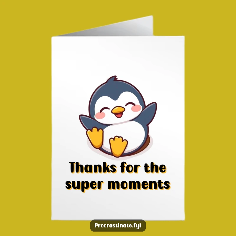 Free Printable Thank You Card: Penguin’s Snowy Gratitude, Humorous Downloadable Note