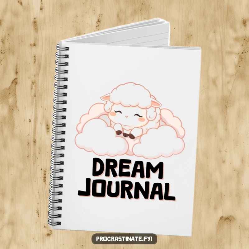 Funny Sheep Notebook: A fluffy sheep sleeps on clouds, encouraging peaceful note-taking and creative expression.