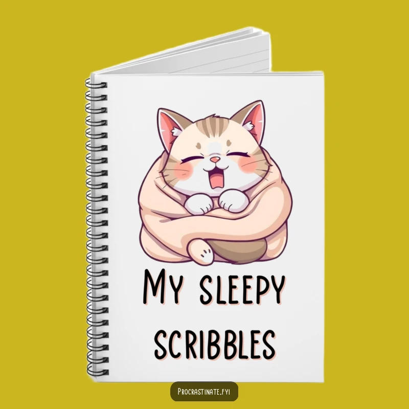 Funny Sleepy Cat Yawning Notebook - Jot Down Your Cozy Thoughts!