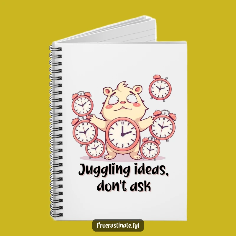 Funny Juggling Clocks Notebook: Chaotic Creature Journal, Hilarious Productivity Gift