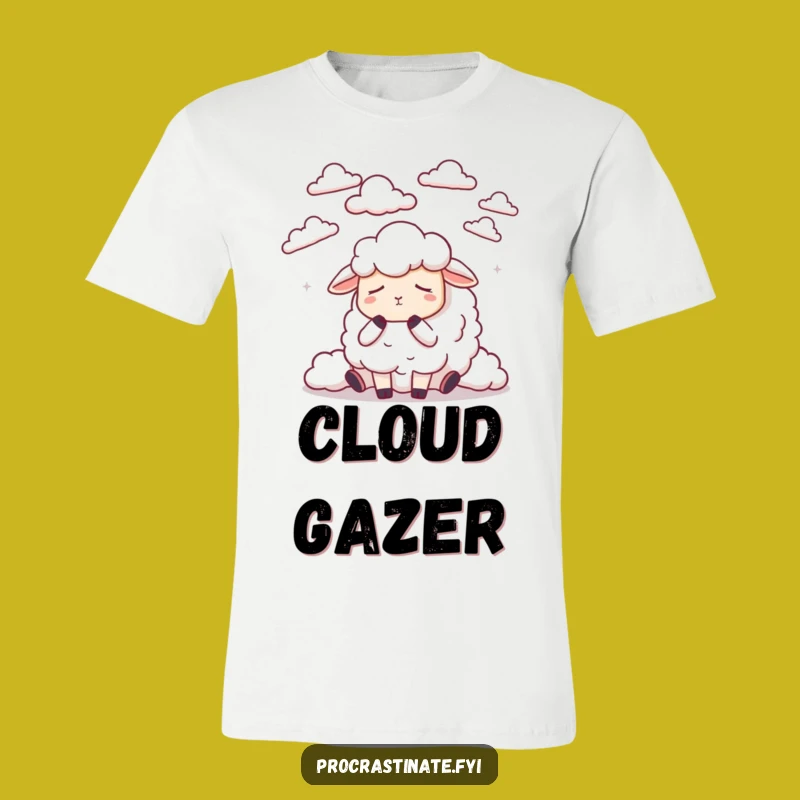 Funny Dozing Sheep Cloud Counting T-Shirt, Sleepy Dreamer Tee Gift
