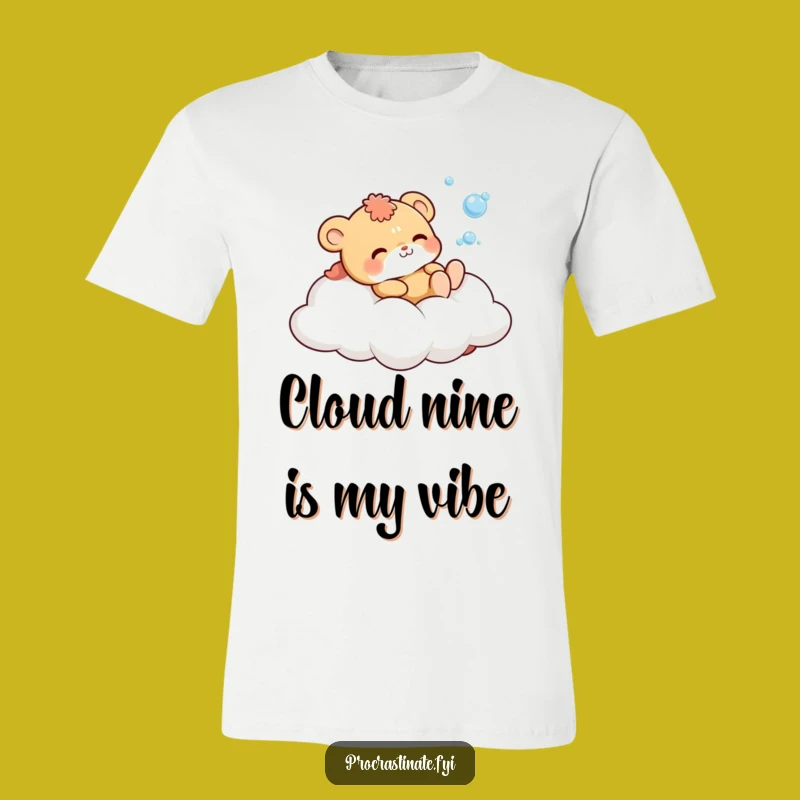 Funny Animal Cloud Bubble Tee: Cute Character Lounging, Perfect Humorous Gift!