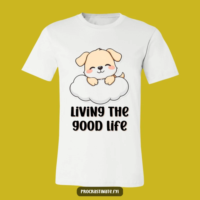 Funny Dog Cloud T-Shirt: Happy Lounging Pup, Perfect Casual Gift