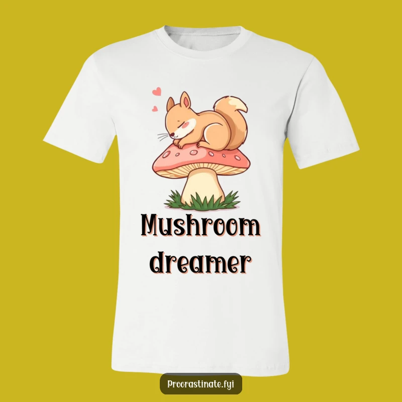 Funny Dozing Squirrel Mushroom T-Shirt: Wear Your Cozy Nature Vibes!