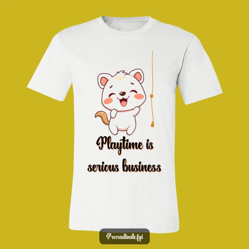 Funny Playful Animal String Tee: Cheerful Batting, Perfect Gift!