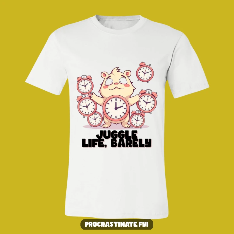 Funny Juggling Clocks Shirt: Chaotic Creature Tee, Hilarious Gift for Multitaskers