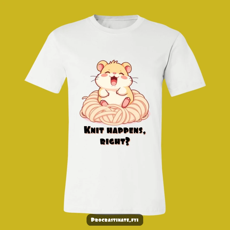 Funny Giggling Hamster T-Shirt - Yarn Rolling Fun for Crafters!