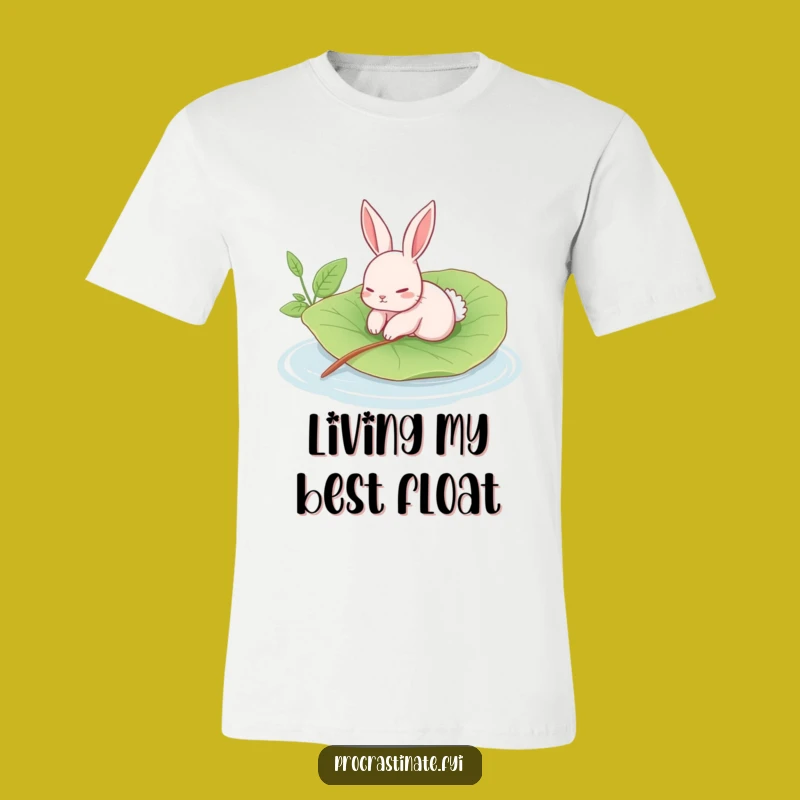 Funny Rabbit Float T-Shirt: Languid Hare Leaf Chill Tee Gift