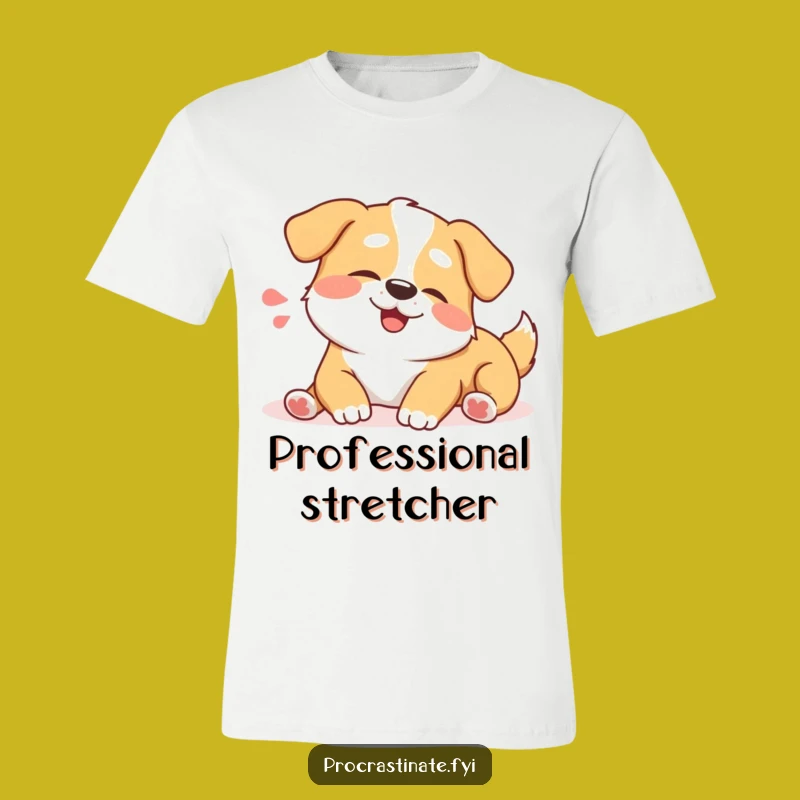 Funny Happy Dog Stretch T-Shirt: Hilarious Relaxed Pup Gift!
