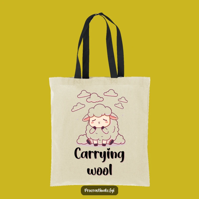 Funny Dozing Sheep Cloud Counting Tote Bag, Sleepy Dreamer Carry-All Gift
