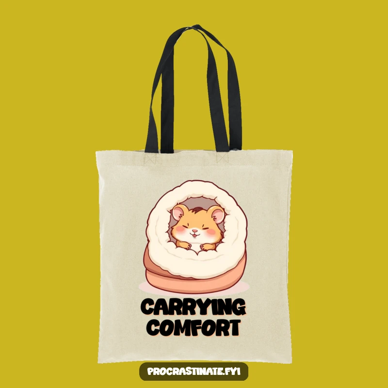 Funny Napping Hamster Slipper Tote Bag, Cozy Rodent Carry-All Gift