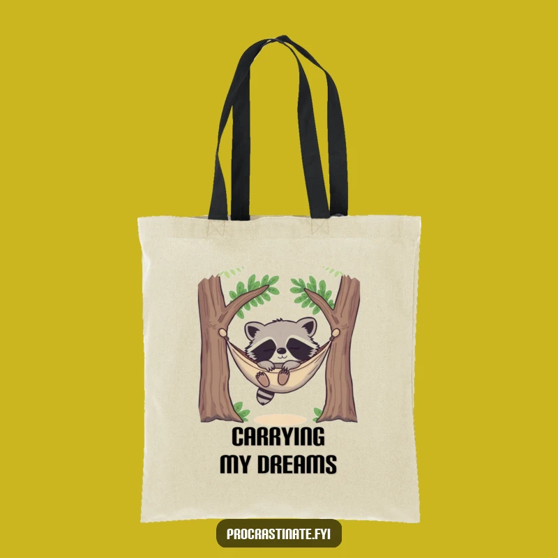 Funny Raccoon Nap Tote Bag: Happy Hammock Sleeper, Perfect Relaxing Gift