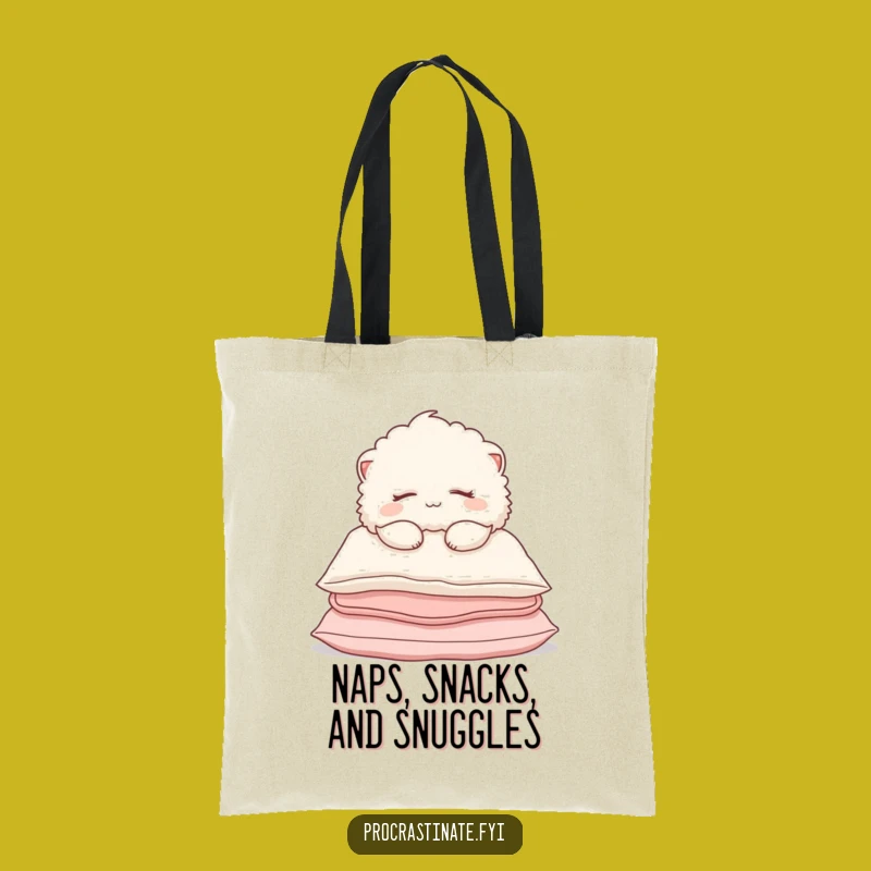 Funny Sleepy Creature Tote Bag: Cozy Slumped Character, Stylish Relaxation Bag